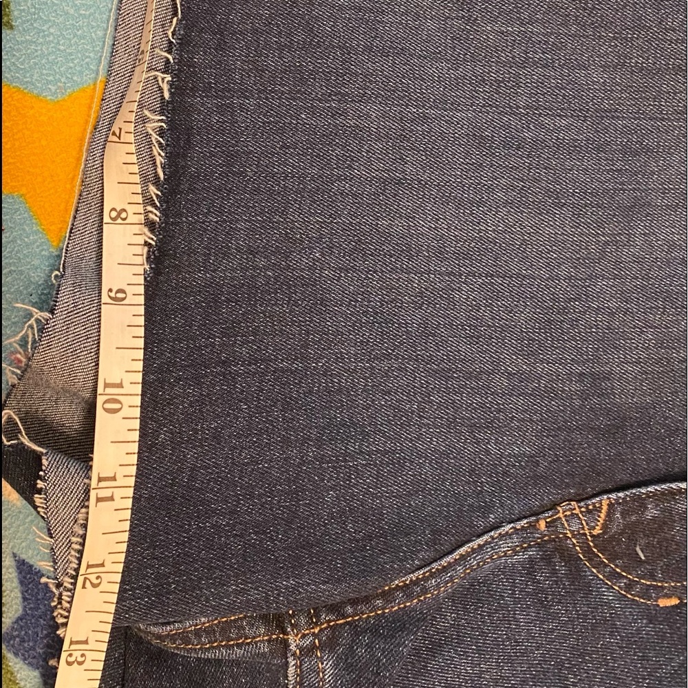 Express Midi High Rise Dark Jean Ripped Cutoffs - Picture 7 of 7